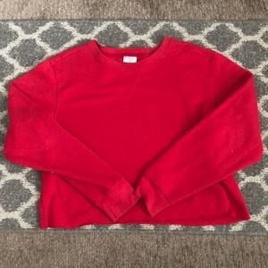 barely cropped red sweatshirt